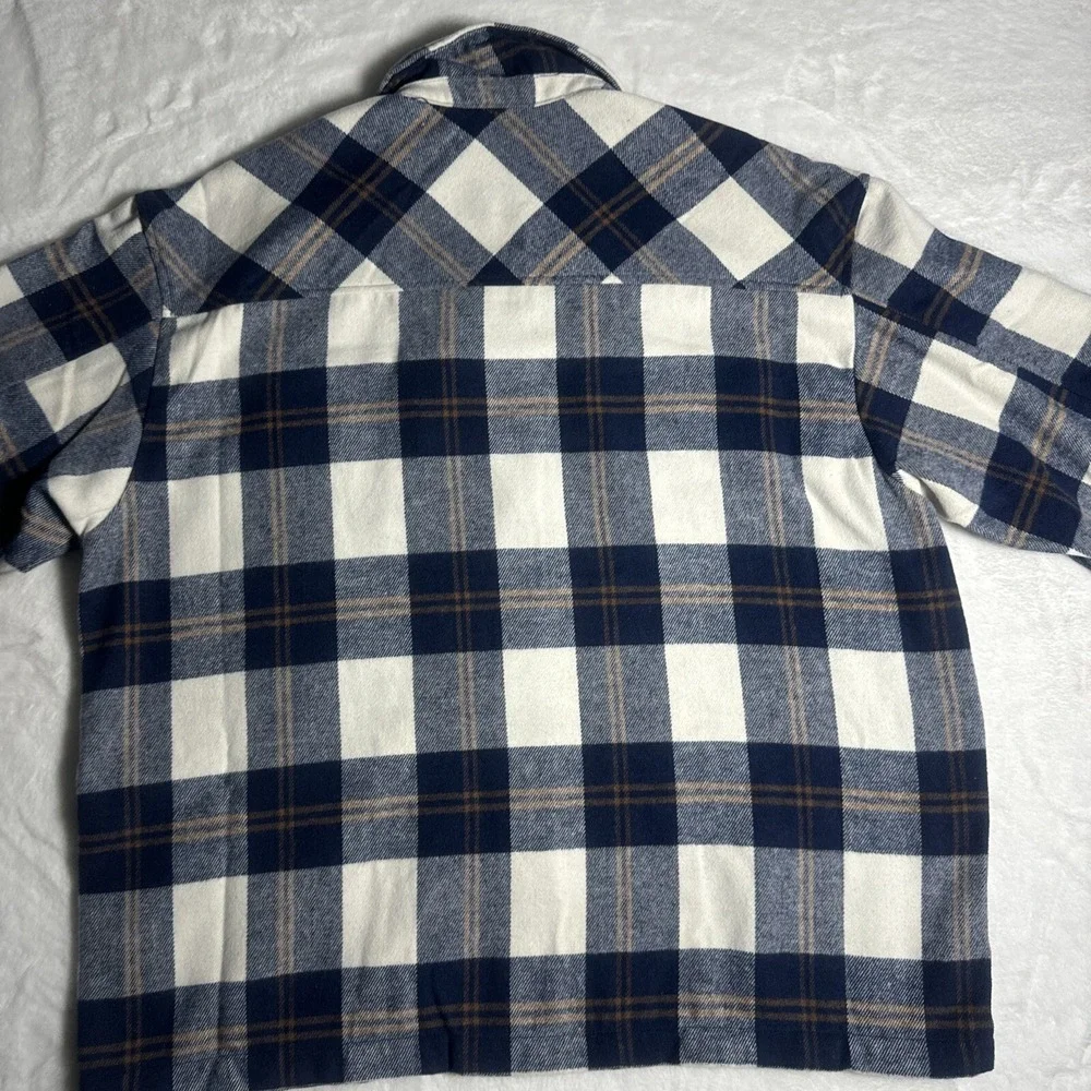 HFX Womens Navy Blue Plaid Flannel Snap‎ Front Shacket Jacket XL